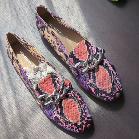 Donald J. Pliner Genuine Leather Purple Pink Loafer Snakeskin Pattern 6.5 Us - Picture 2 of 10